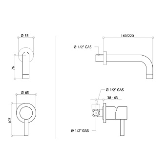 Смеситель для раковины Bongio T Mix 32538CR22PR хром