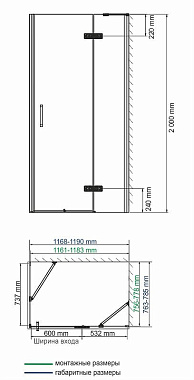 Угловое ограждение WASSERKRAFT Aller 10H06RBLACK MATT 200х120см стекло прозрачное