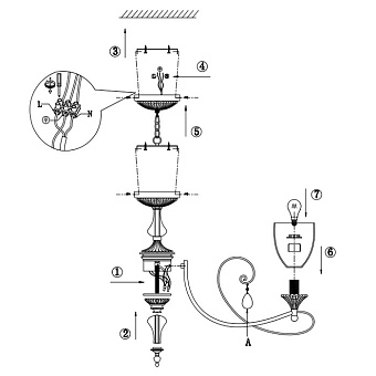 Люстра подвесная Maytoni Sabina RC145-PL-07-MG 60Вт 7 лампочек E14