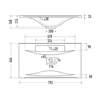 Тумба с раковиной MIRSANT Аура УТ000068759 44х79х60см