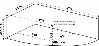 Ванна акриловая Azario Микона МИВ0004 170х110см пристенная
