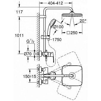 Душевая система GROHE Tempesta Cosmopolitan System 250 26692000 хром