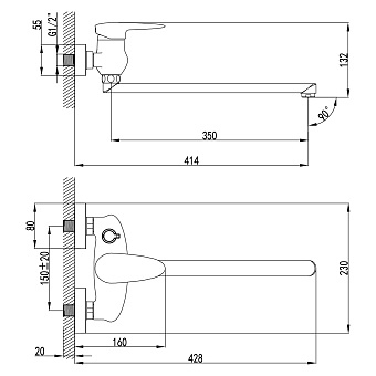 Смеситель для ванны LEMARK Status LM4417C хром