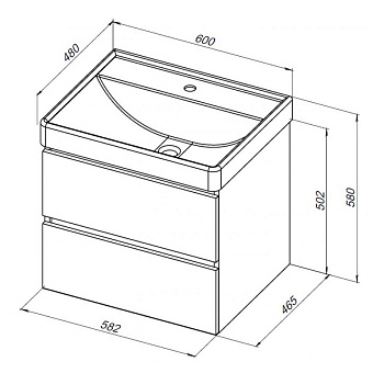 Тумба под раковину подвесная AQUANET Вега 308318 47х58,2х50,2см