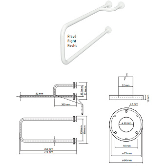 Поручень для ванной BEMETA HELP program 301112163 77,6см белый