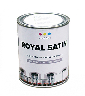 Краска универсальная алкидная VINCENT DECOR ROYAL SATIN A-2 Белый основа A 0,8л