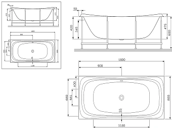 Каркас под ванную AM-PM Sensation W30A-180-080W-R 80см