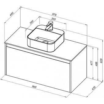 Тумба под раковину подвесная AQUANET Nova Lite 249520 43,5х96,6х48,8см