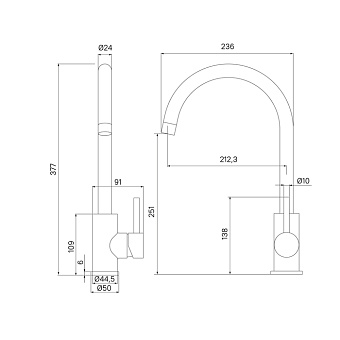 Смеситель для кухни IDDIS Kitchen Line K05STJ0i05 поворотный излив сталь