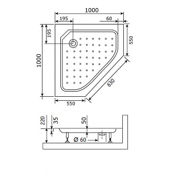 Душевой поддон RGW Acryl 16180500-11 STYLE-TR 100х100см