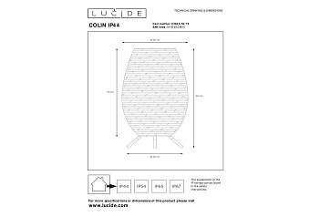 Светильник подвесной Lucide COLIN IP44 03843/50/72 3Вт LED