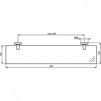 Полка в ванную прямоугольная IDEAL STANDARD IOM A9124AA 1-ярусная 4,8х52см хром