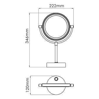 Косметическое зеркало WASSERKRAFT Elbe K-7200 K-1005BLACK 34,3х22см чёрный с подсветкой