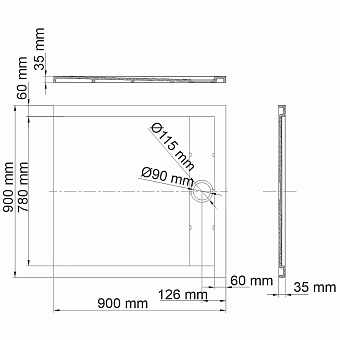 Душевой поддон WASSERKRAFT Mindel 85T03 90х90см