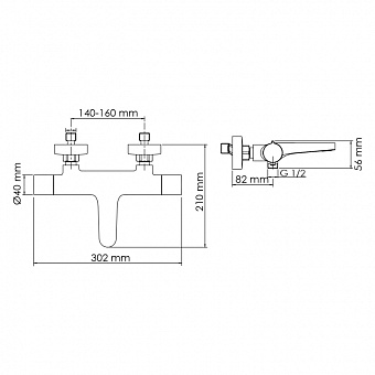 Смеситель для ванны WASSERKRAFT Elbe 7400 7411 Thermo чёрный