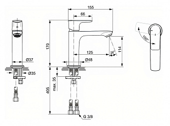 Смеситель для раковины IDEAL STANDARD CONNECT AIR A7016AA хром