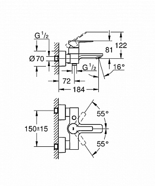 Смеситель для ванны GROHE Lineare New 33849DC1 нержавеющая сталь