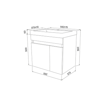 Тумба с раковиной IDDIS Zodiac ZOD6AD0i95K 37х59,2х64см