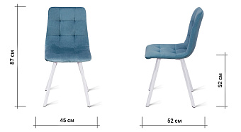 Кухонный стул AERO 45х52х87см велюр/сталь Light Blue