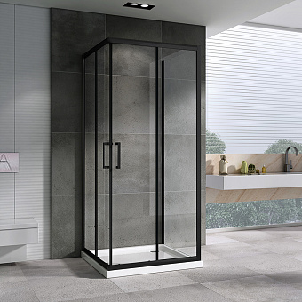 Угловое ограждение Abber Schwarzer Diamant AG02090B-S90B 195х90см стекло прозрачное