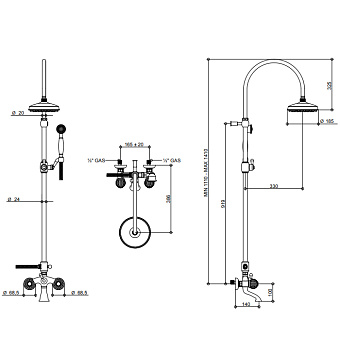 Душевая система Bongio Rivoli 05536OR00D золото