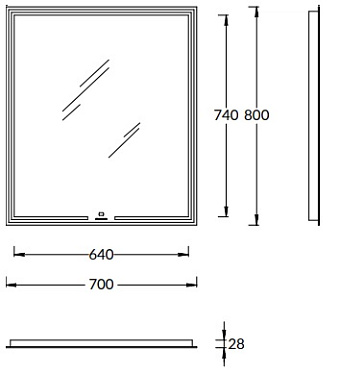 Зеркало KERAMA MARAZZI Mio MIO.mi.70.WHT 80х70см с подсветкой