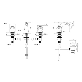 Смеситель для биде Bongio Radiant 02503OR00 золото
