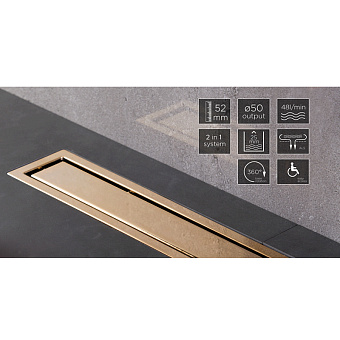 Душевой лоток Pestan 13100167 95х5,55см горизонтальный сток с решёткой и опорами