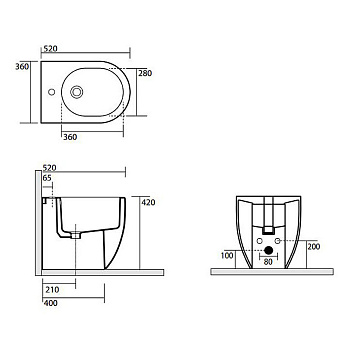 Биде напольное Kerasan Flo 312001*1