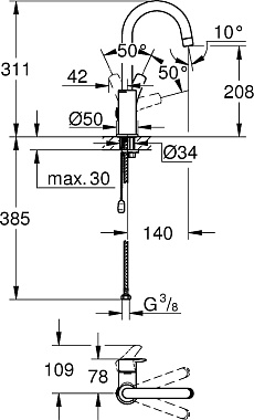 Смеситель для раковины GROHE Eurosmart 23743003 хром