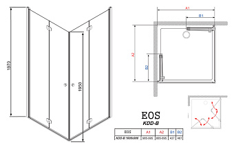 Угловое ограждение RADAWAY Eos KDD-B 100x90 197х100см стекло интимато
