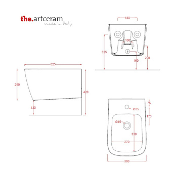 Биде подвесное ArtCeram A16 ASB001 40 00
