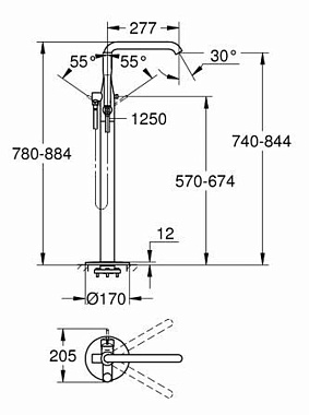 Смеситель для ванны GROHE Essence New 23491DC1 хром