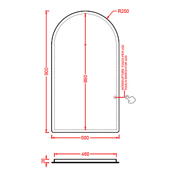 Зеркало ArtCeram Arco ACS013 90х50см с подсветкой