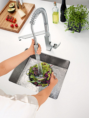 Смеситель для кухни GROHE Eurocube 31395DC0 гибкий излив сталь