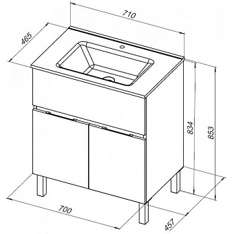 Тумба под раковину напольная AQUANET Алвита New 303900 46х70х83,4см