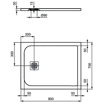 Душевой поддон IDEAL STANDARD ULTRAFLAT S K8190FT 70х90см