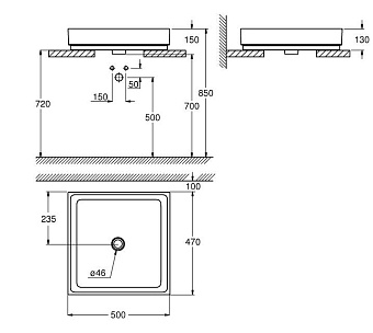 Раковина накладная GROHE Cube Ceramic 3948100H 50х47см