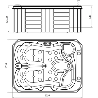 Мини бассейн СПА RADOMIR МИШЕЛЬ 1-30-0-0-0-0511П 2050х1550х64см 0,75куб.м