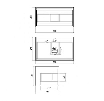 Тумба под раковину подвесная SOLE Tesla УТ000060994 48х78х40см