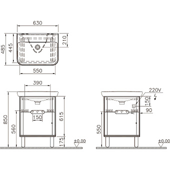 Тумба с раковиной VITRA Sento 60822 49х63х69см
