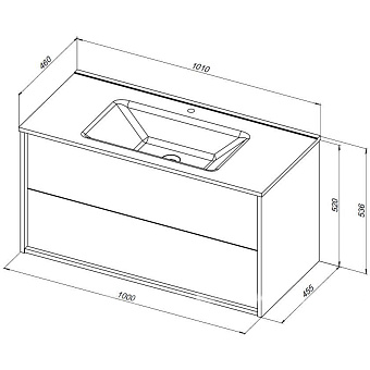 Тумба под раковину подвесная AQUANET Lino 287545 45,5х100х52см