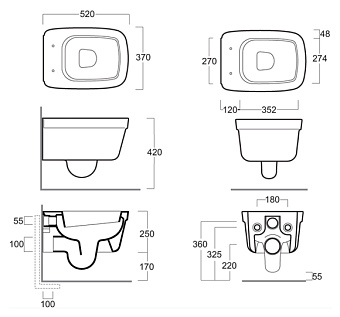 Унитаз подвесной SIMAS Evolution EVO18bi ободковый без сиденья