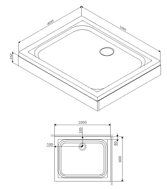 Душевой поддон AM-PM Gem W90T-404-100280W 100х80см