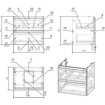 Тумба под раковину подвесная CERSANIT MODUO SB-SZ-MOD60-BL/Wh 45х59,4х55,1см