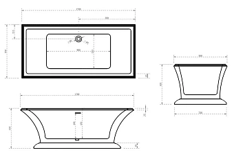 Ванна акриловая Abber AB9238 170х80см отдельностоящая