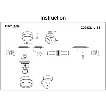 Светильник точечный накладной Maytoni Onda C024CL-L18B 19Вт LED