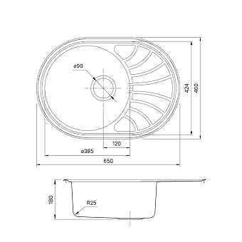 Мойка кухонная IDDIS Suno SUN65SDi77 65х46см сатин