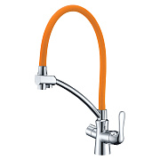Смеситель для кухни LEMARK Comfort LM3070C-Orange гибкий излив оранжевый/хром