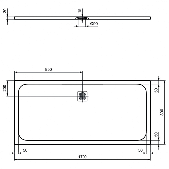Душевой поддон IDEAL STANDARD ULTRAFLAT S K8284FV 80х170см